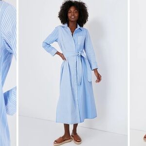Blue Striped Shirt Dress - Chessie Dress XS